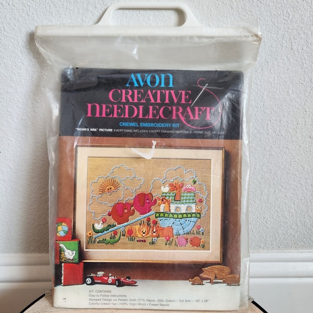 NEW Vintage Avon Creative Needlecraft NOAH'S ARK Picture Crewel Embroidery Kit